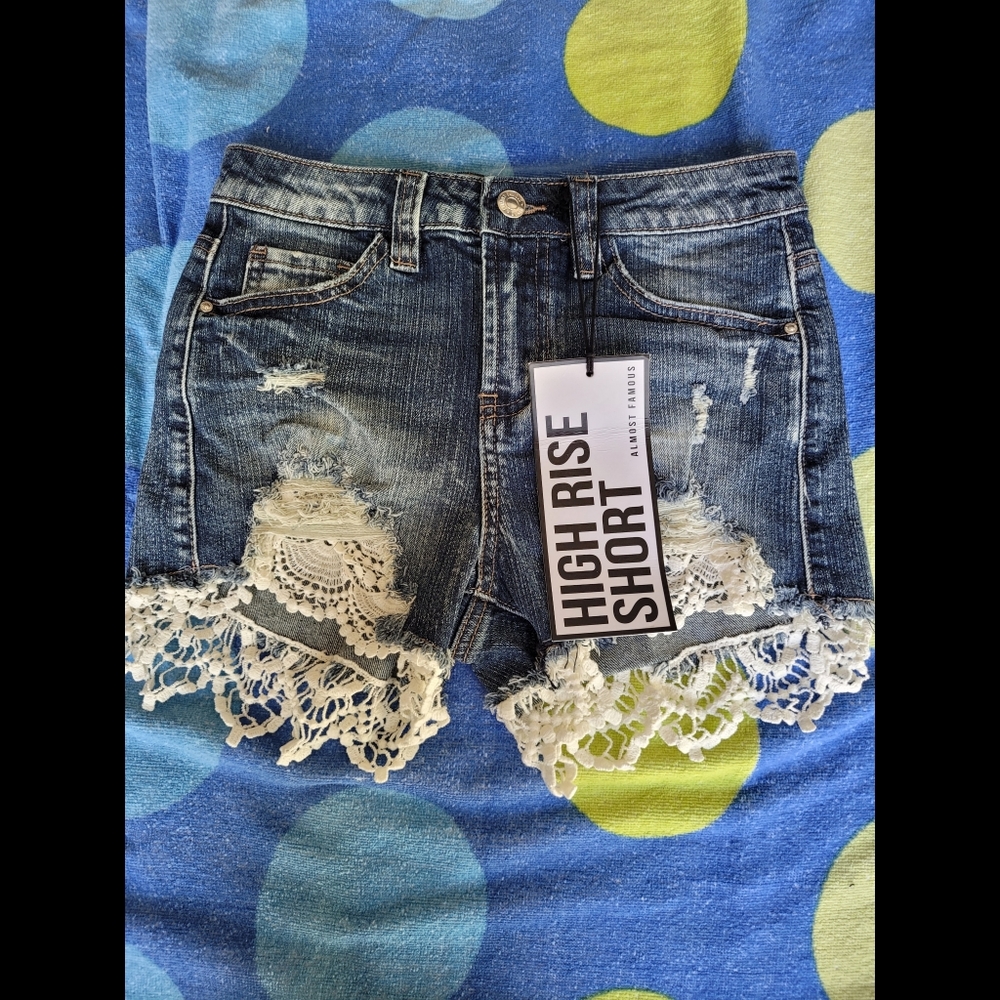 High rise denim shorts